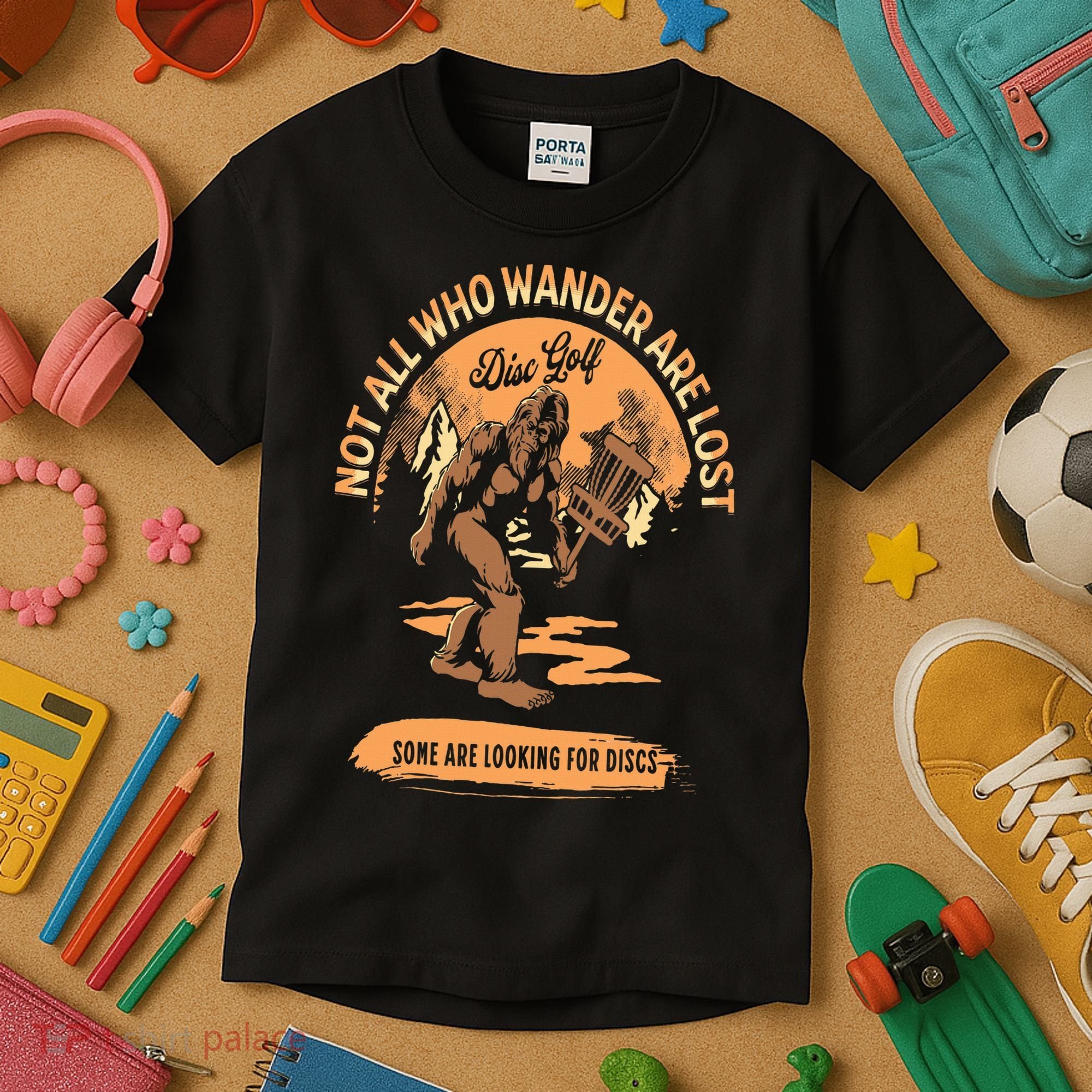 Disc Golf  Not All Who Wander Are Lost Funny Sarcastic Kids T-Shirt