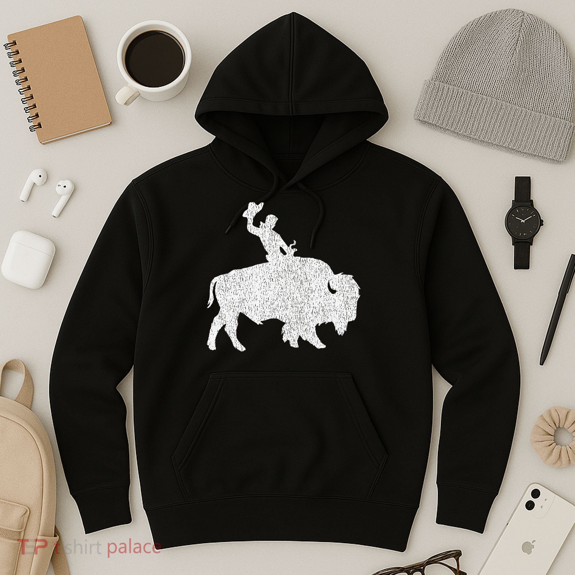 Distressed Guy On A Buffalo Hoodie
