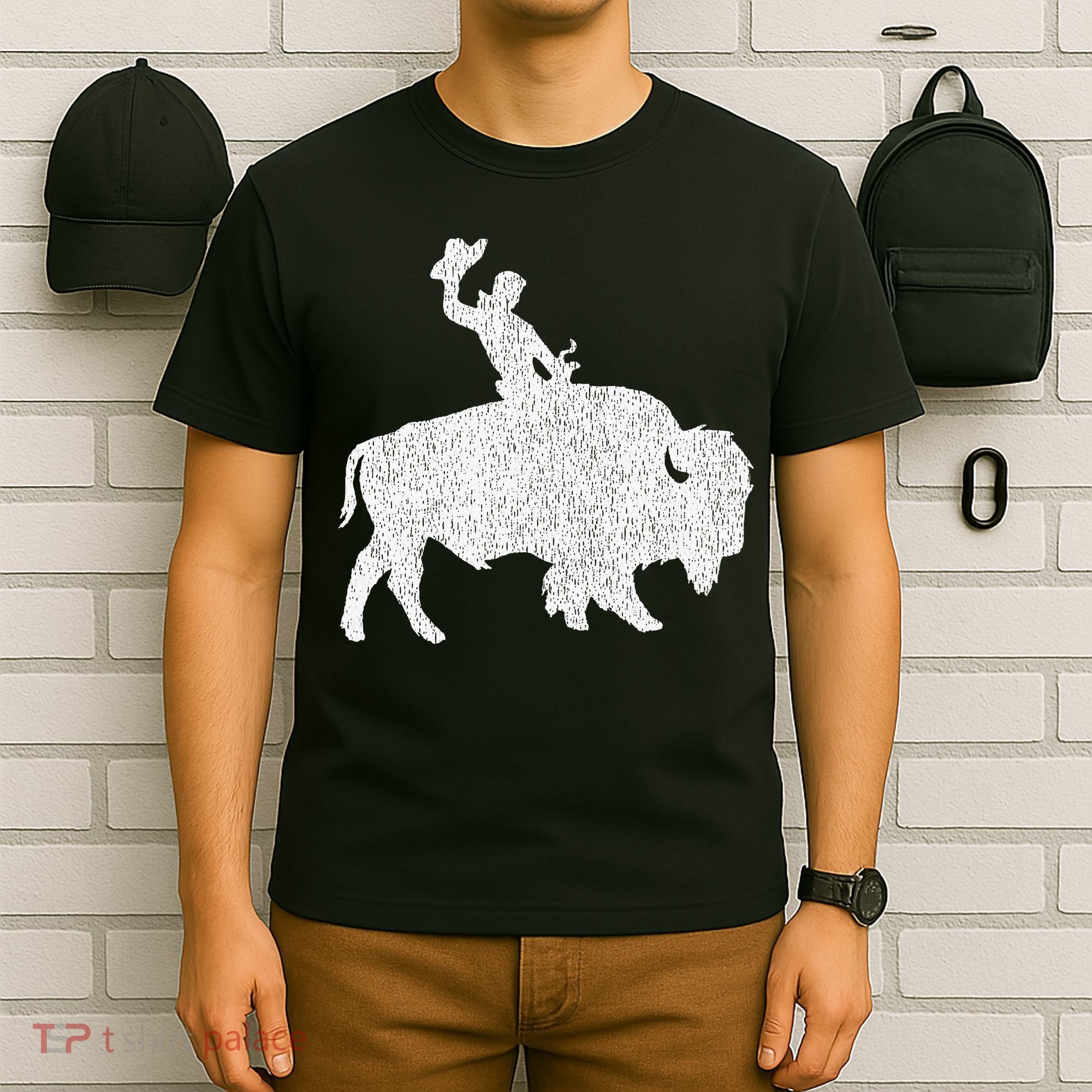Distressed Guy On A Buffalo T-Shirt