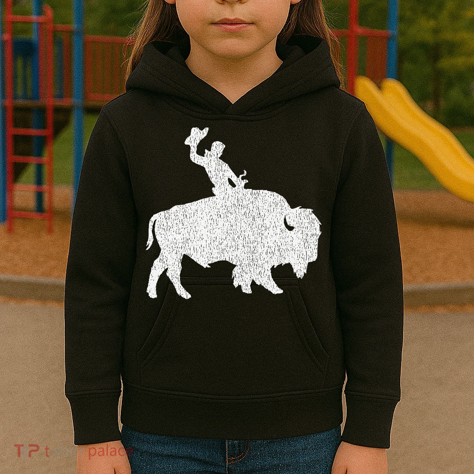 Distressed Guy On A Buffalo Kids Hoodie