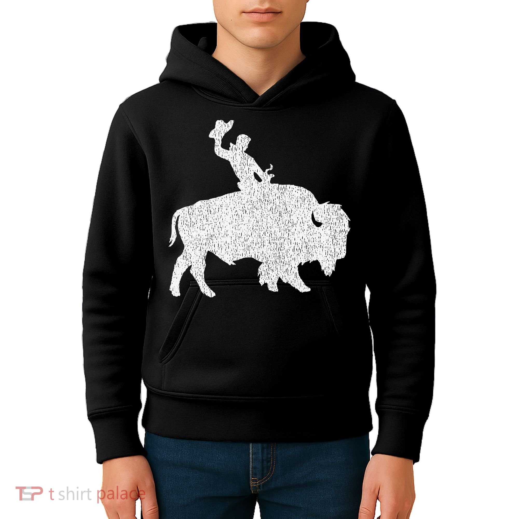 Distressed Guy On A Buffalo Kids Hoodie