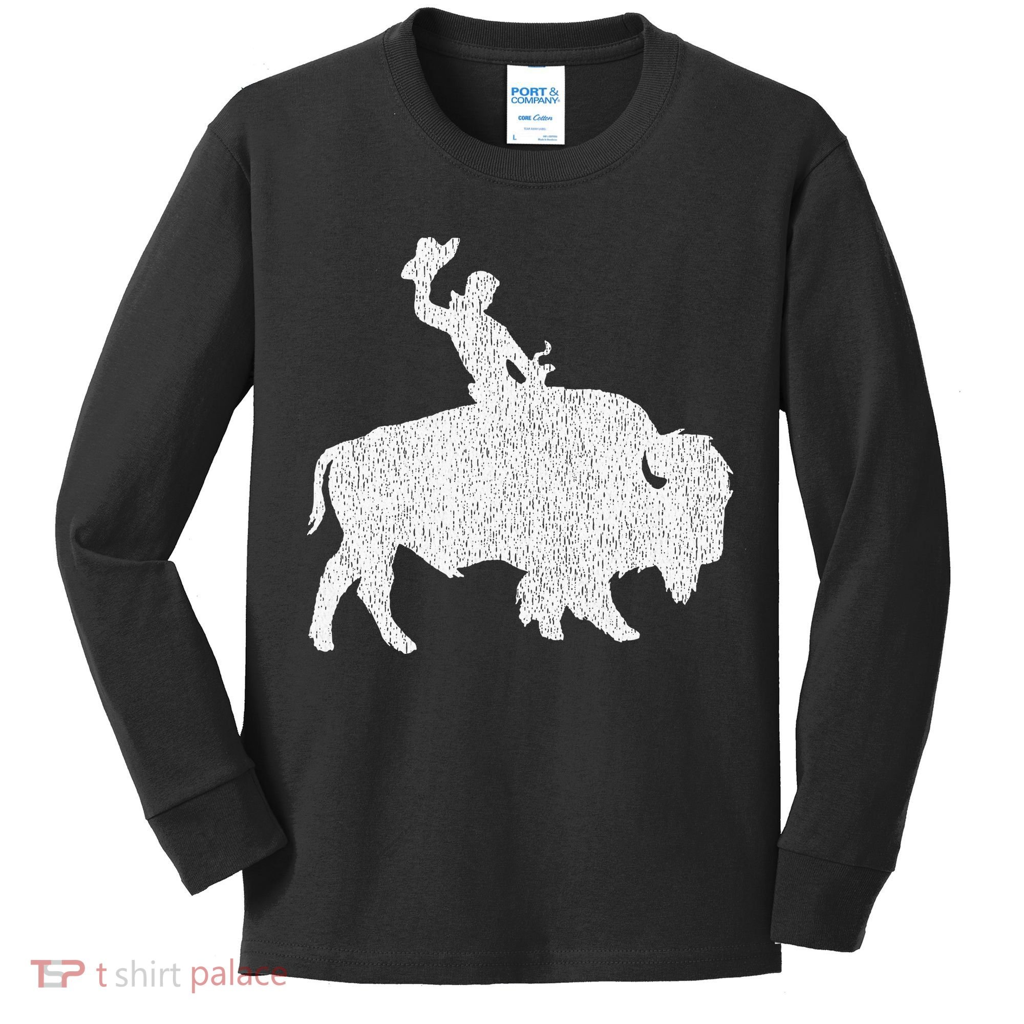 Distressed Guy On A Buffalo Kids Long Sleeve Shirt