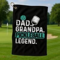 Dad Grandpa Pickleball Legend Player Funny Pickle Ball Golf Towel thumb 1