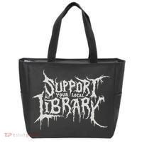 Death Gothic Print Support Your Local Library Style Lovers  Tote Bag thumb 0