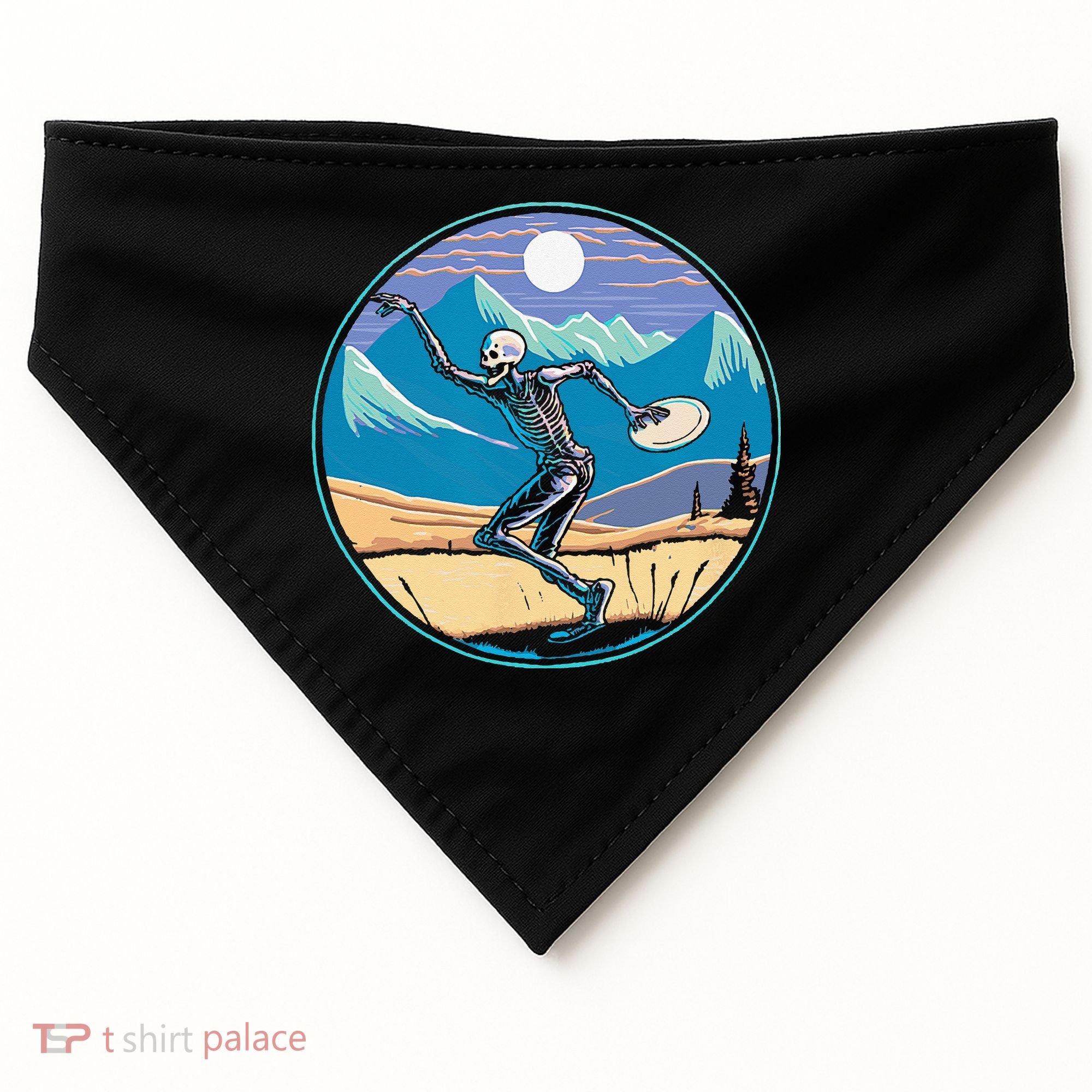 Disc Golf Player Skeleton Disc Golfer Funny Outdoor Nature USA-Made Doggie Bandana
