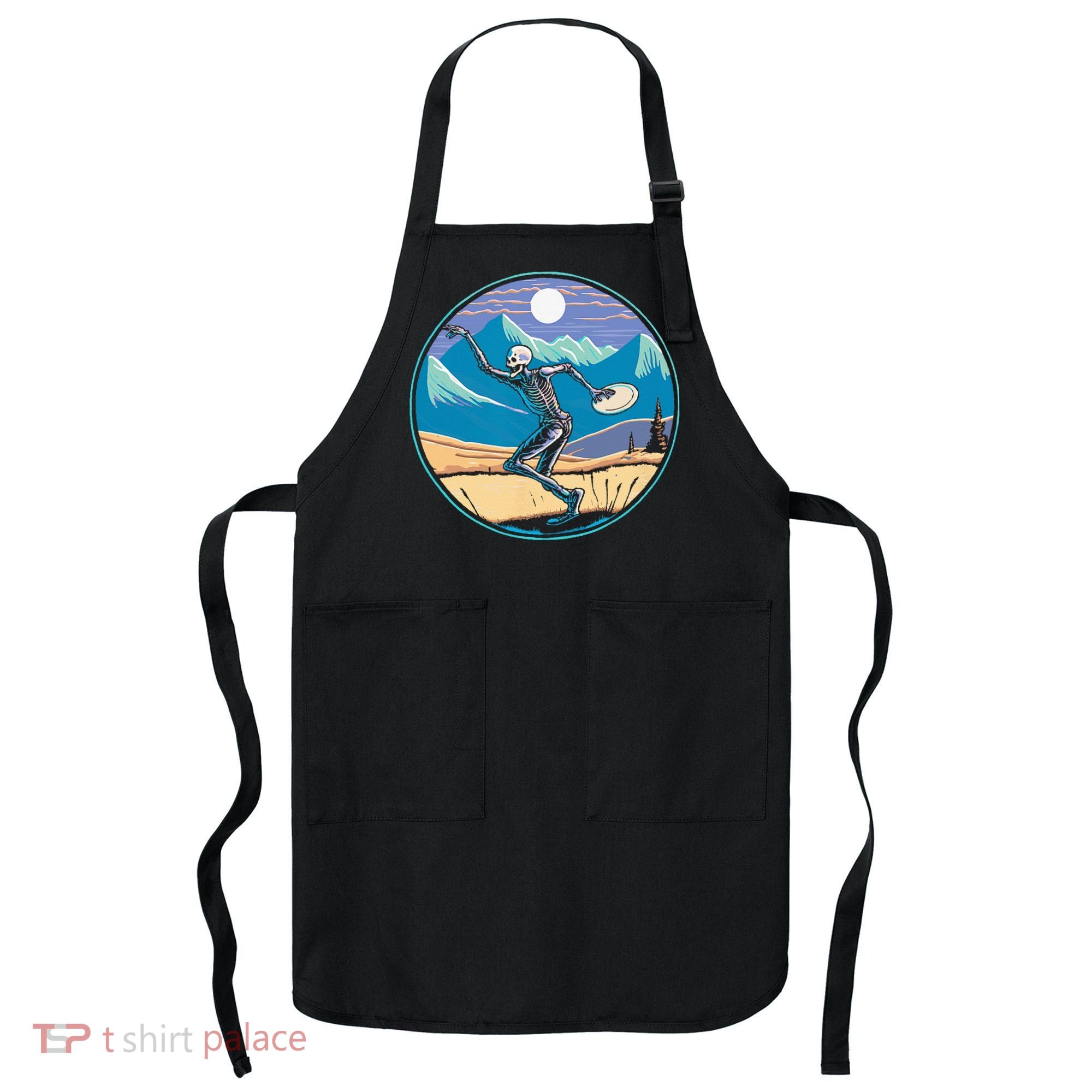 Disc Golf Player Skeleton Disc Golfer Funny Outdoor Nature Apron