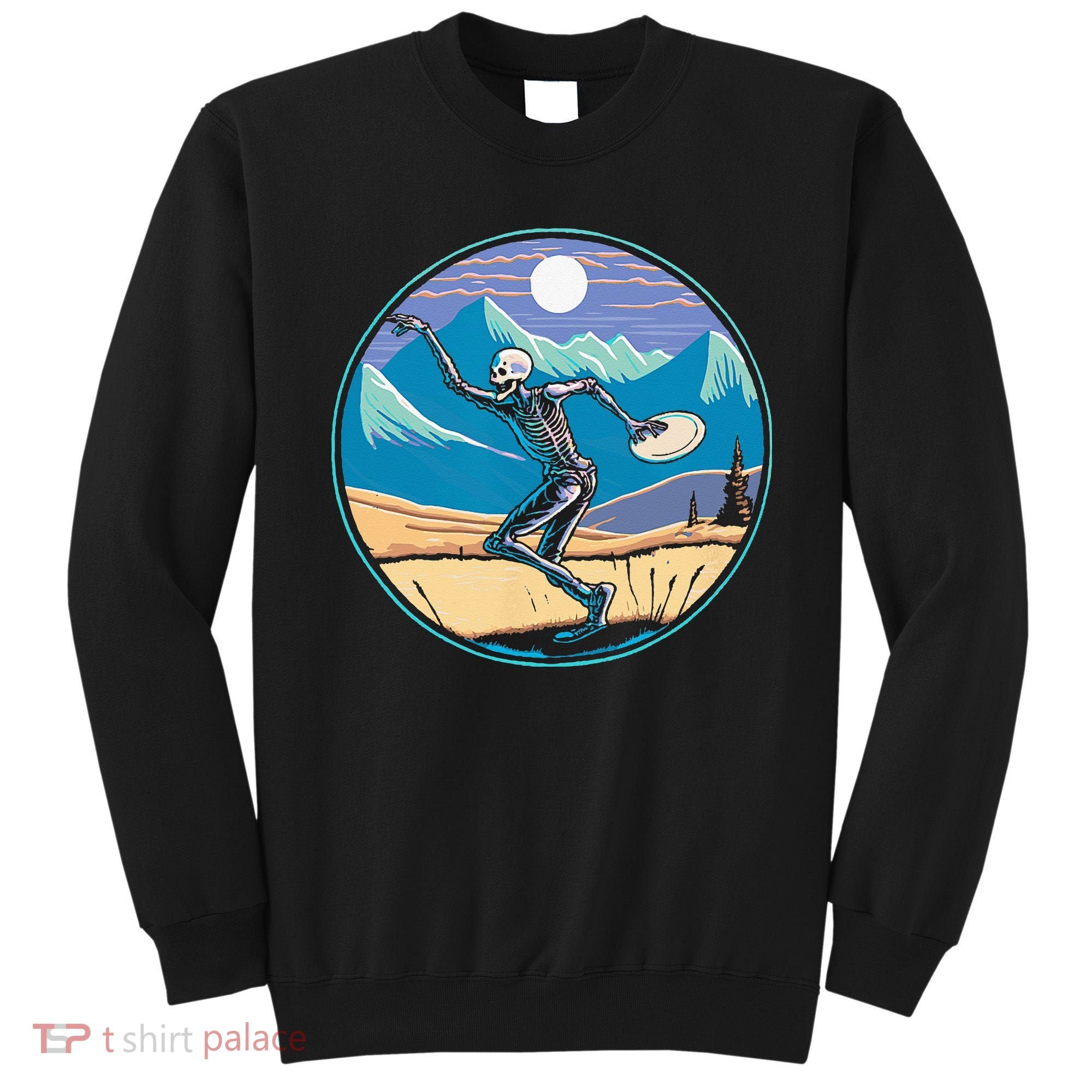 Disc Golf Player Skeleton Disc Golfer Funny Outdoor Nature Sweatshirt
