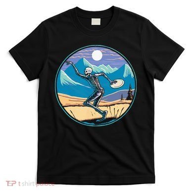 Disc Golf Player Skeleton Disc Golfer Funny Outdoor Nature T-Shirt