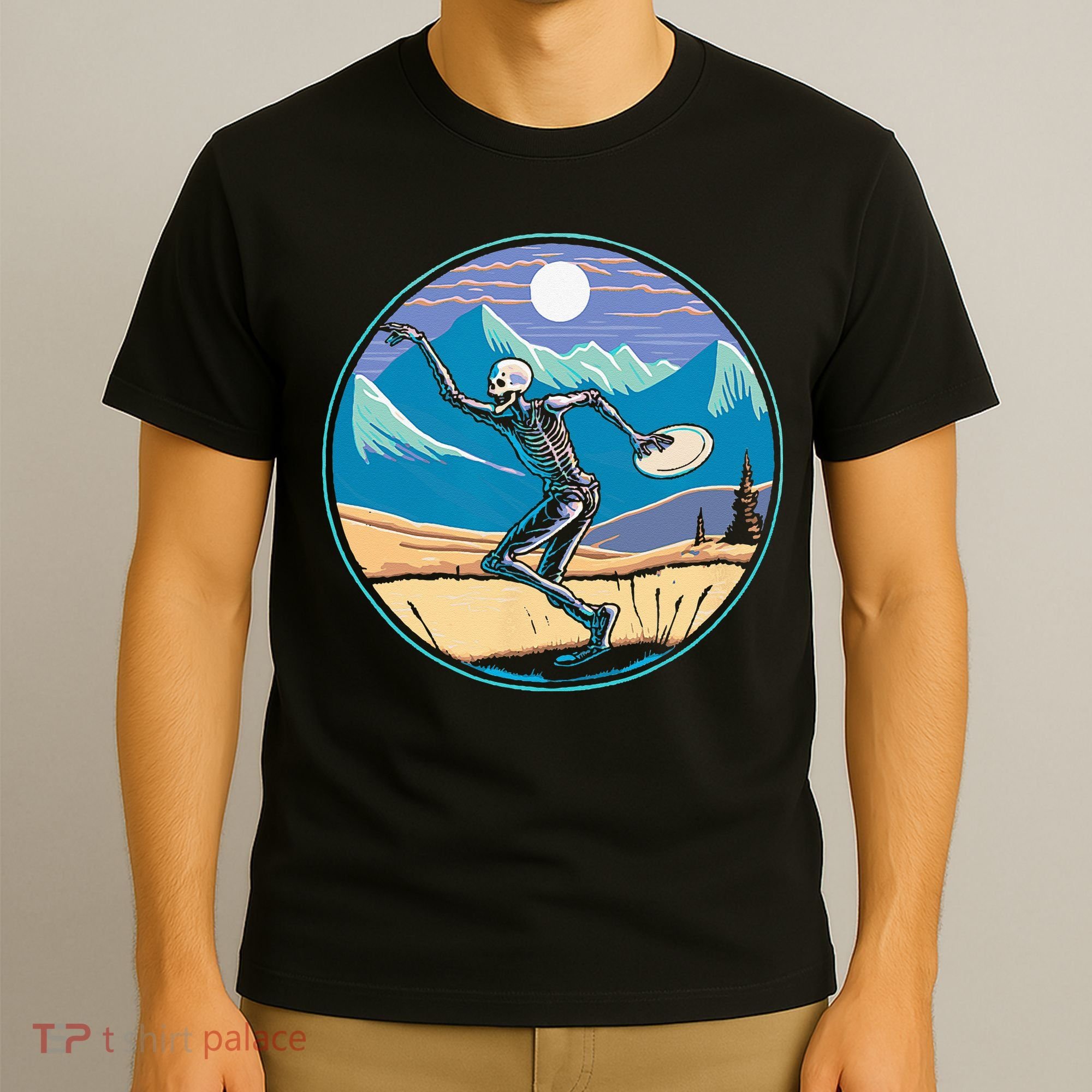 Disc Golf Player Skeleton Disc Golfer Funny Outdoor Nature T-Shirt