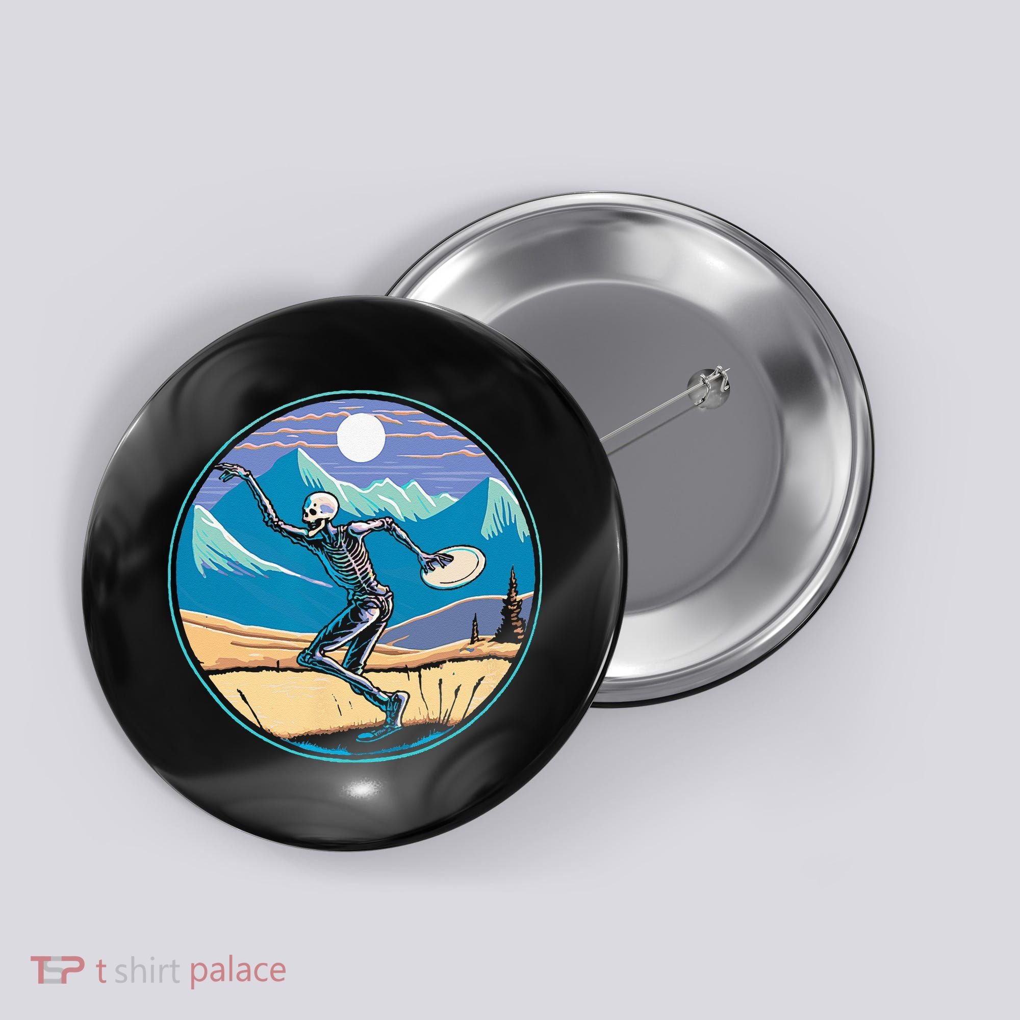 Disc Golf Player Skeleton Disc Golfer Funny Outdoor Nature Button