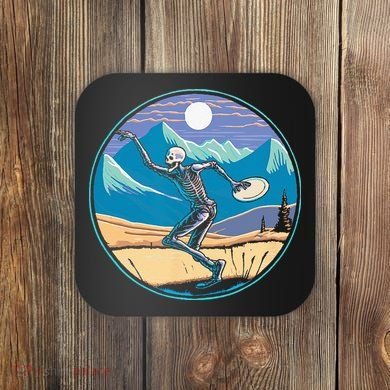 Disc Golf Player Skeleton Disc Golfer Funny Outdoor Nature Coaster
