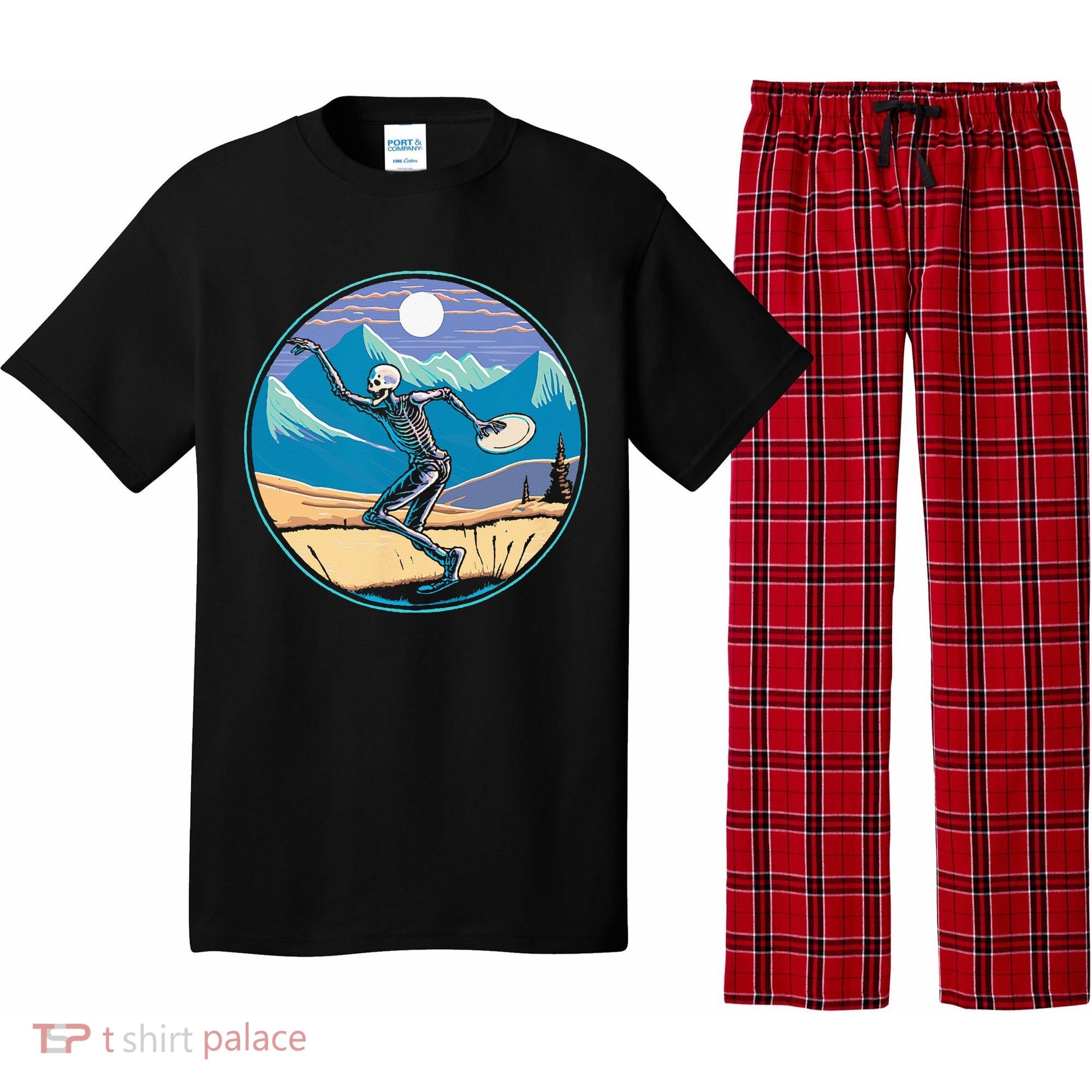 Disc Golf Player Skeleton Disc Golfer Funny Outdoor Nature Pajama Set