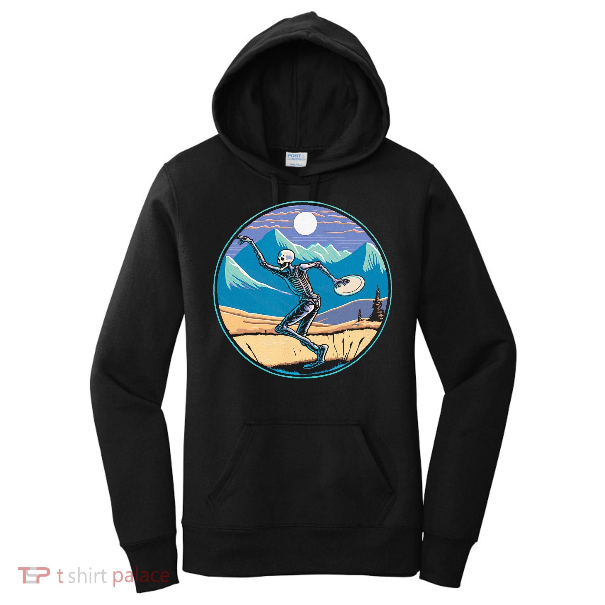 Disc Golf Player Skeleton Disc Golfer Funny Outdoor Nature Women's Hoodie