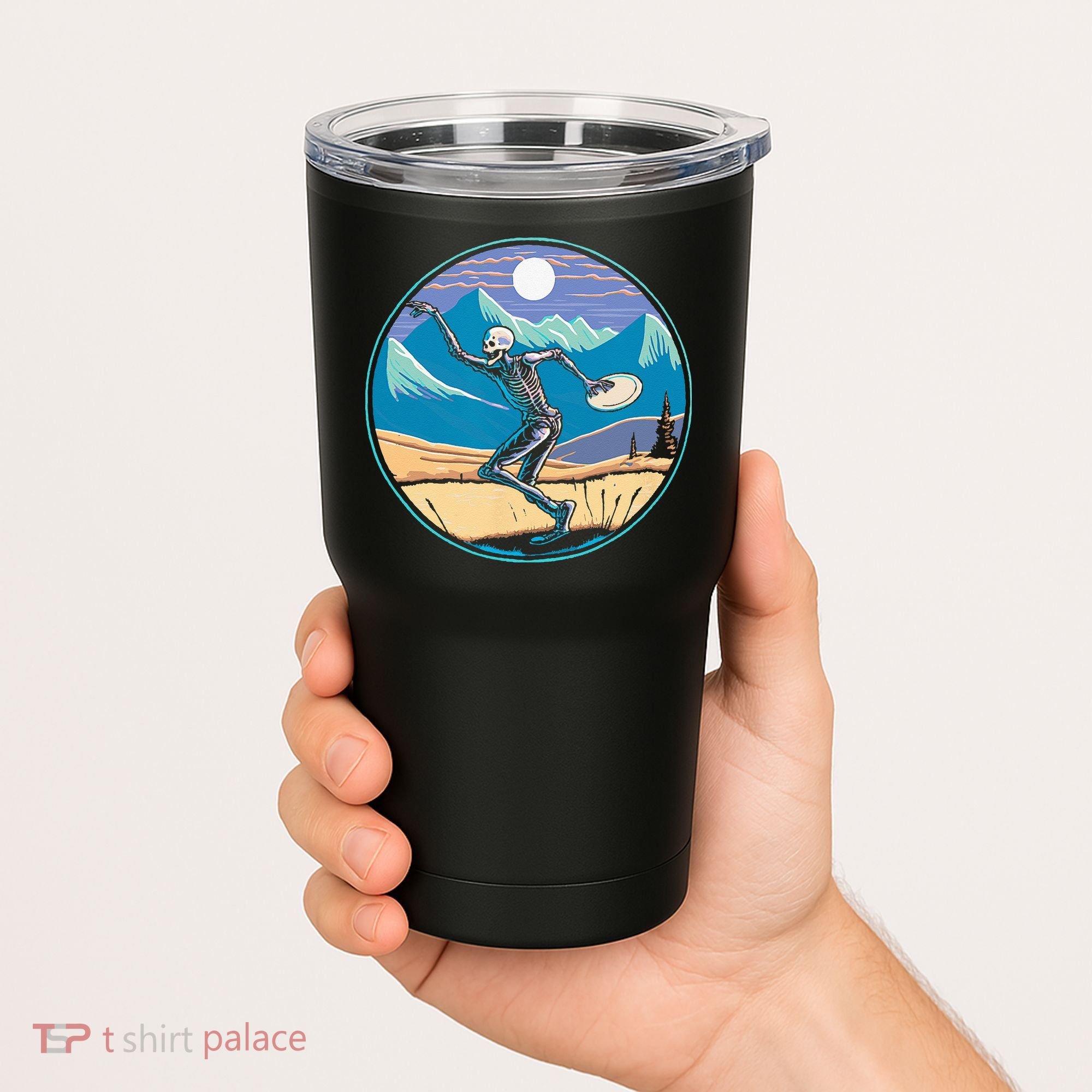 Disc Golf Player Skeleton Disc Golfer Funny Outdoor Nature Tumbler