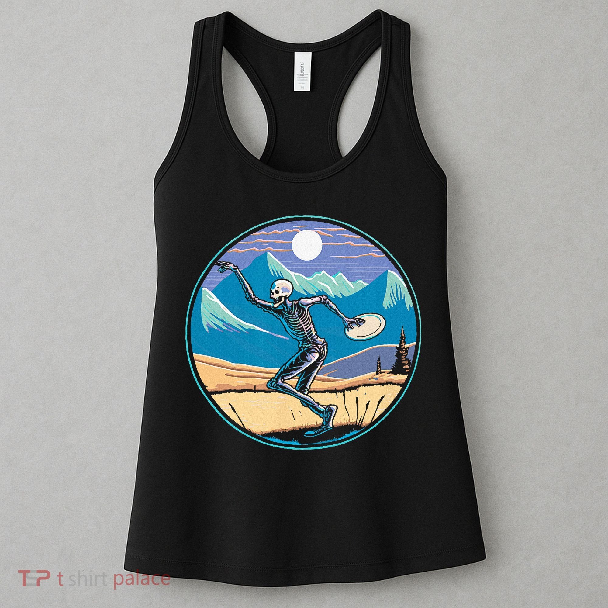 Disc Golf Player Skeleton Disc Golfer Funny Outdoor Nature Women's Tank Top