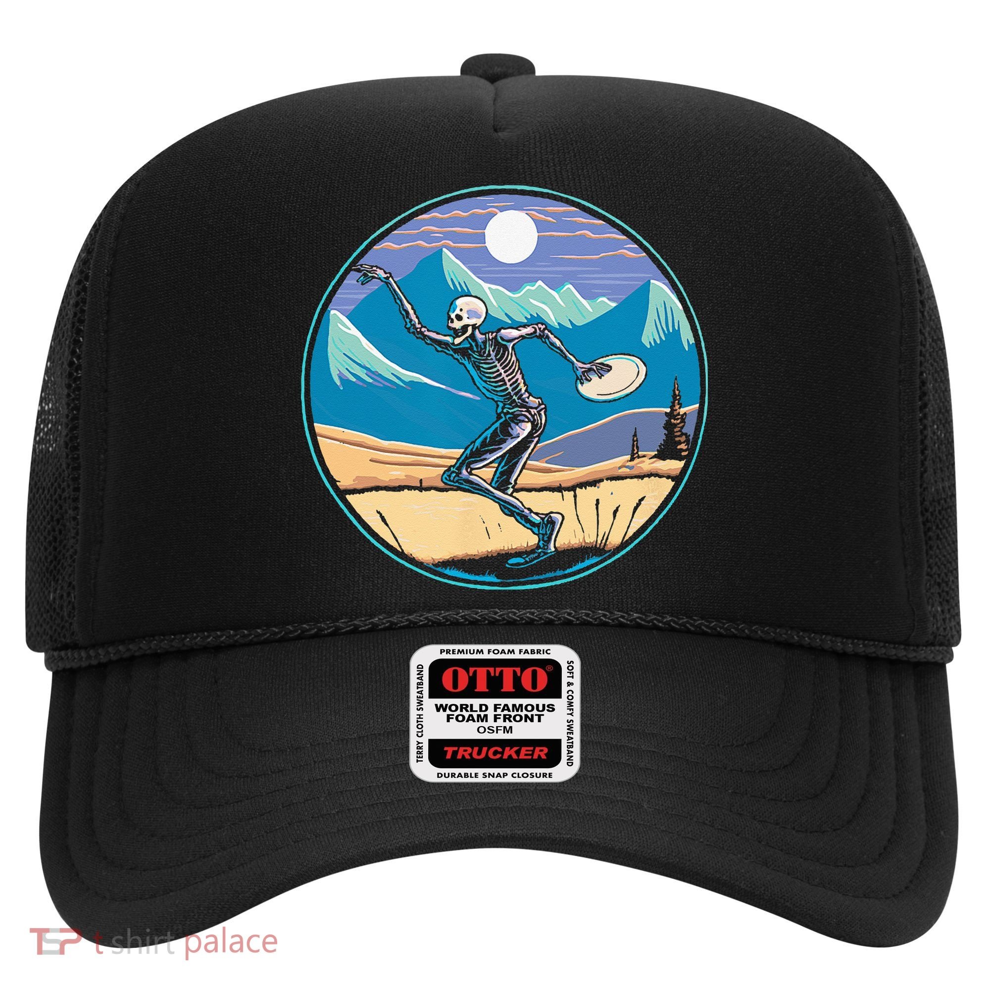 Disc Golf Player Skeleton Disc Golfer Funny Outdoor Nature Hat