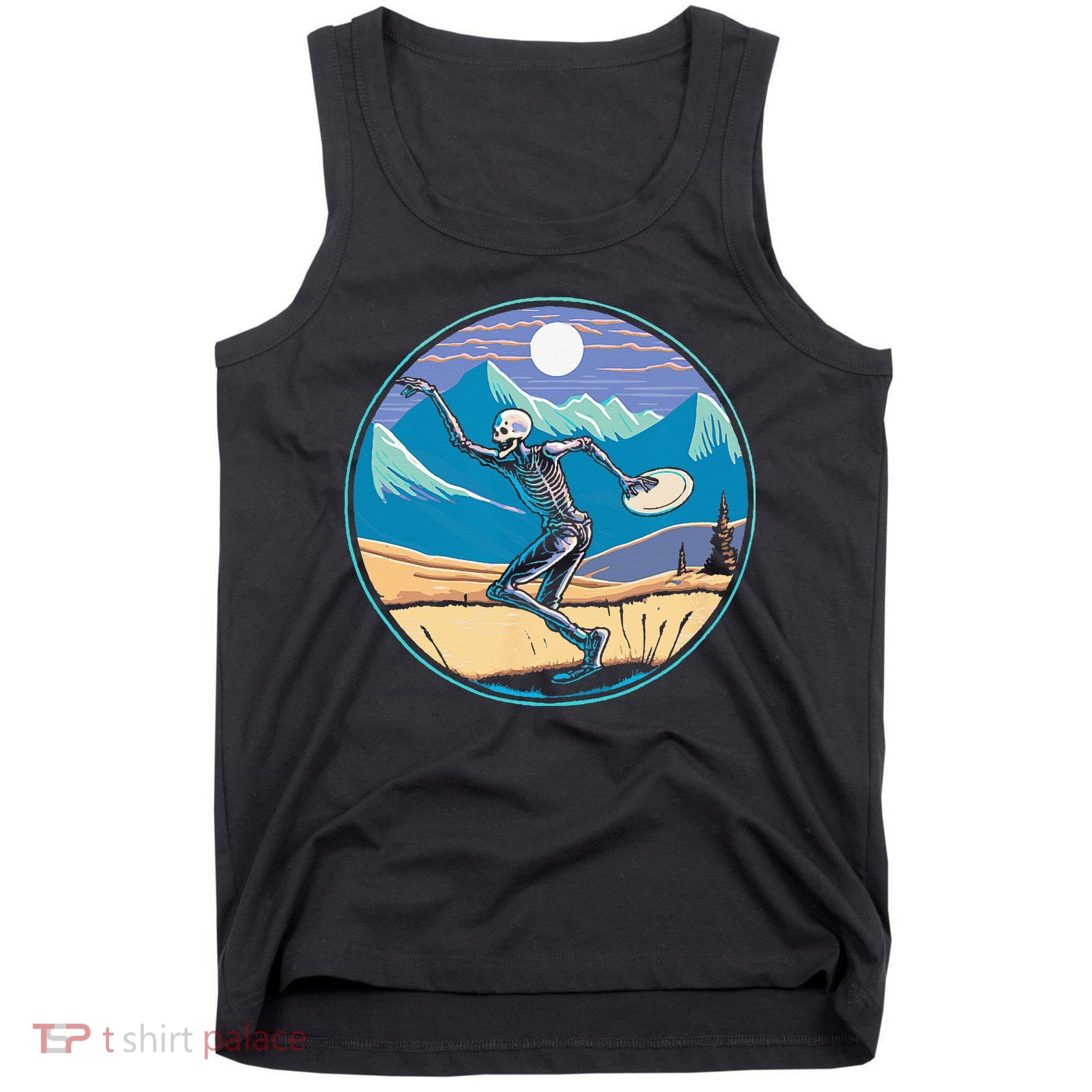 Disc Golf Player Skeleton Disc Golfer Funny Outdoor Nature Tank Top