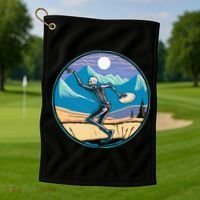 Disc Golf Player Skeleton Disc Golfer Funny Outdoor Nature Golf Towel thumb 1