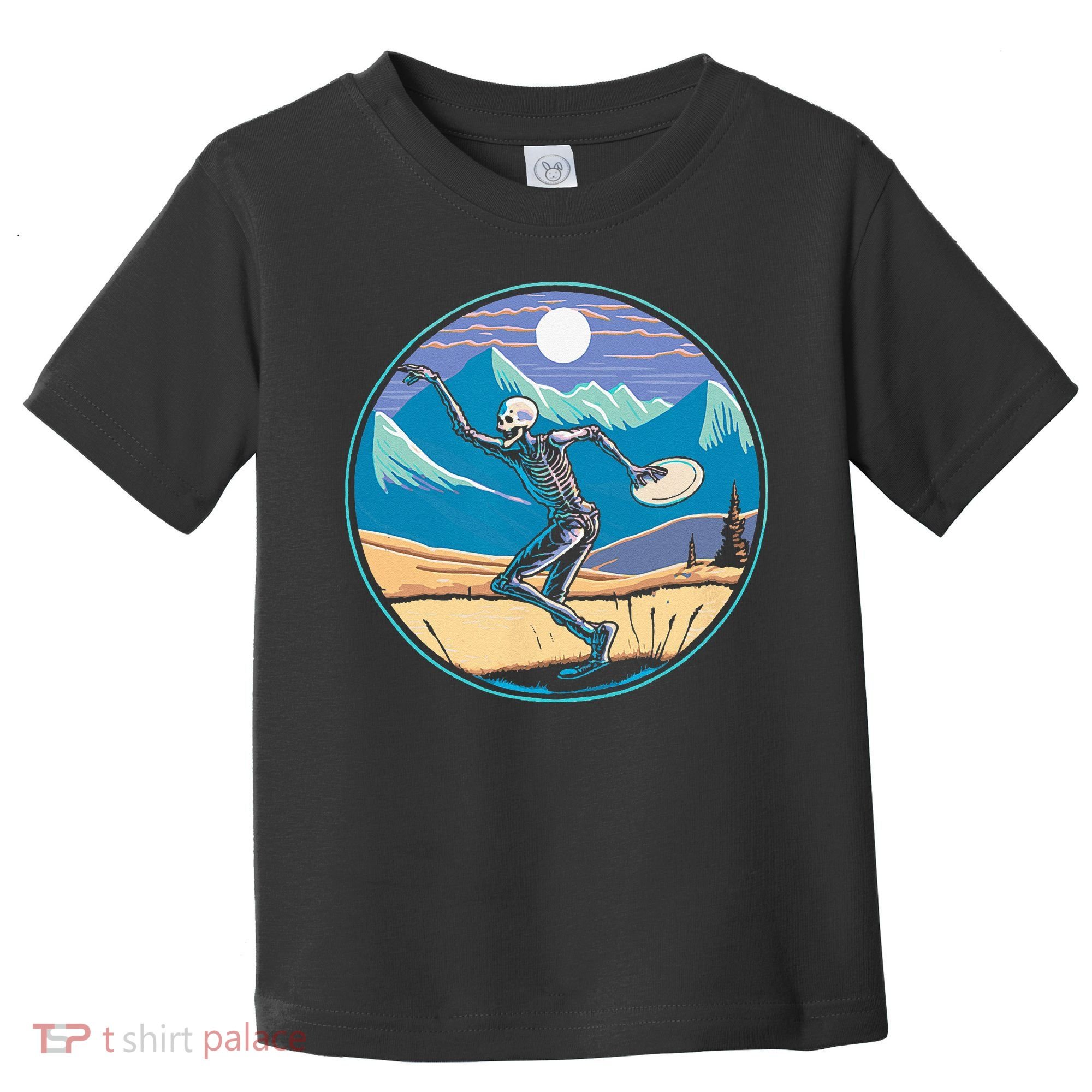 Disc Golf Player Skeleton Disc Golfer Funny Outdoor Nature Toddler T-Shirt