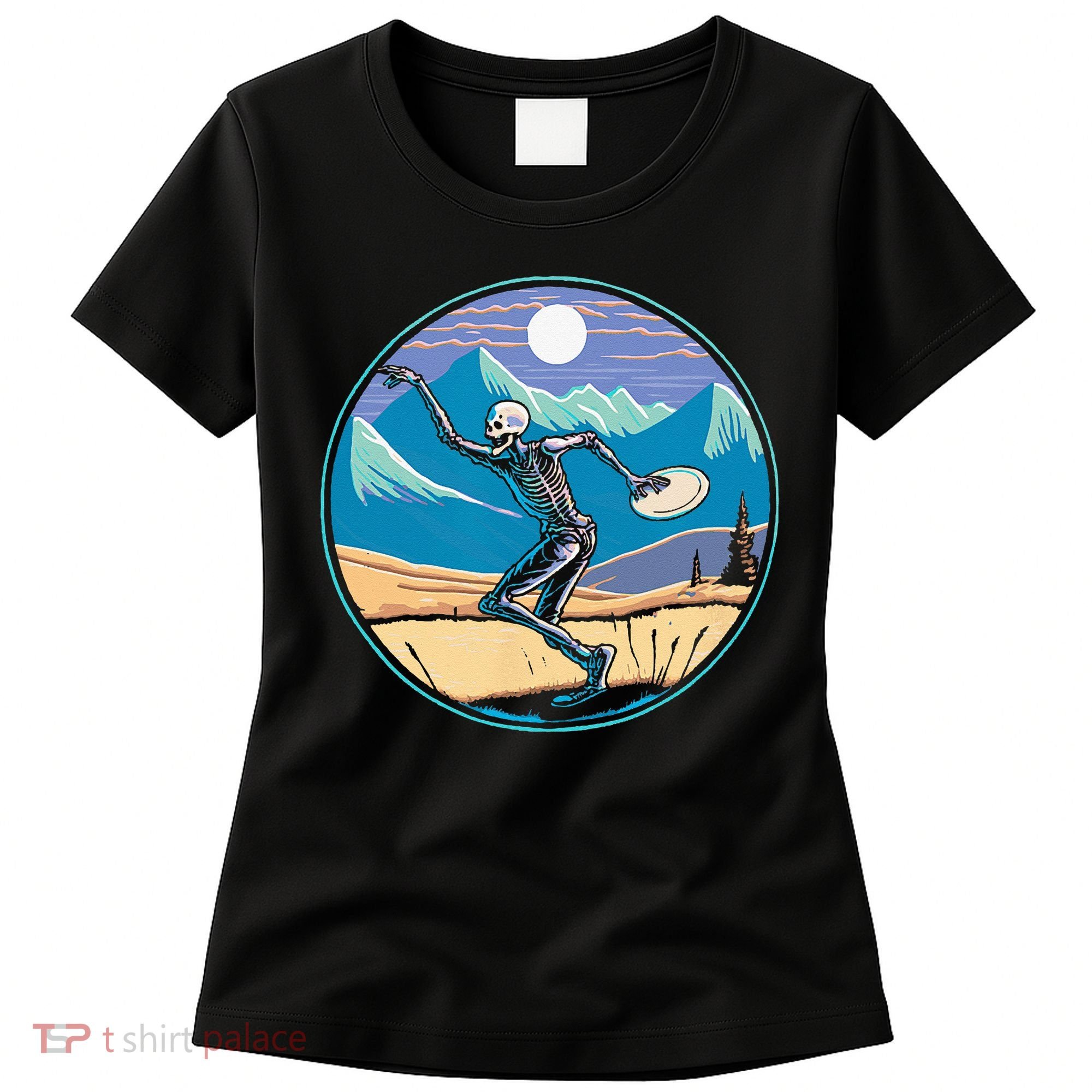 Disc Golf Player Skeleton Disc Golfer Funny Outdoor Nature Women's T-Shirt
