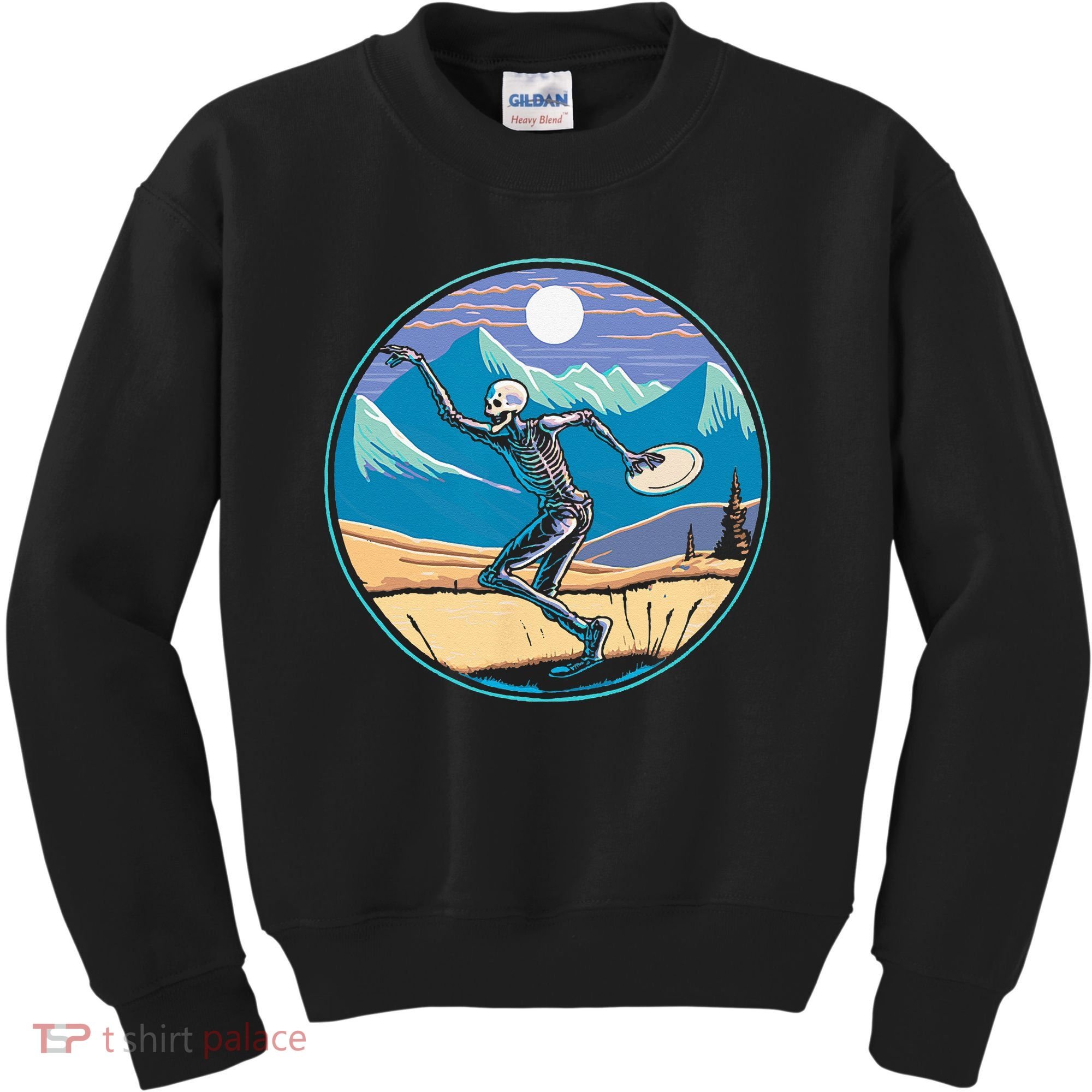 Disc Golf Player Skeleton Disc Golfer Funny Outdoor Nature Kids Sweatshirt