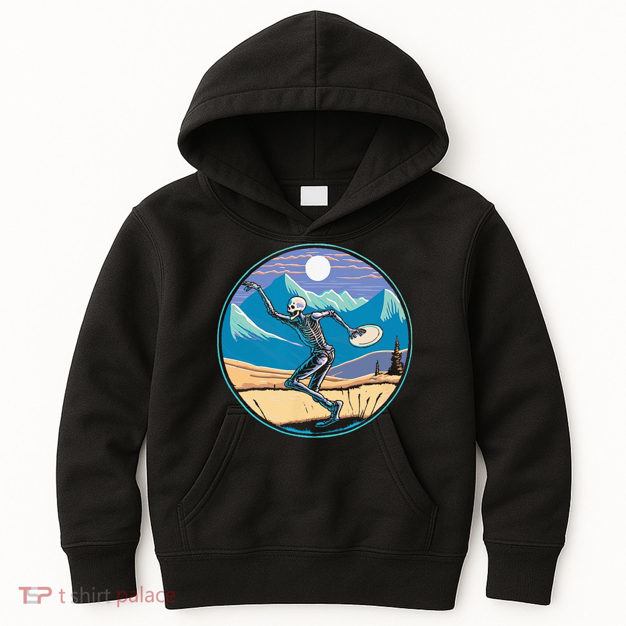 Disc Golf Player Skeleton Disc Golfer Funny Outdoor Nature Kids Hoodie