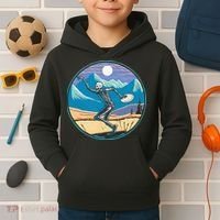 Disc Golf Player Skeleton Disc Golfer Funny Outdoor Nature Kids Hoodie thumb 2