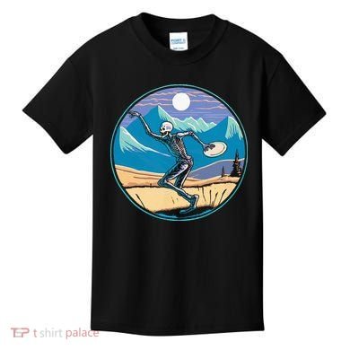 Disc Golf Player Skeleton Disc Golfer Funny Outdoor Nature Kids T-Shirt