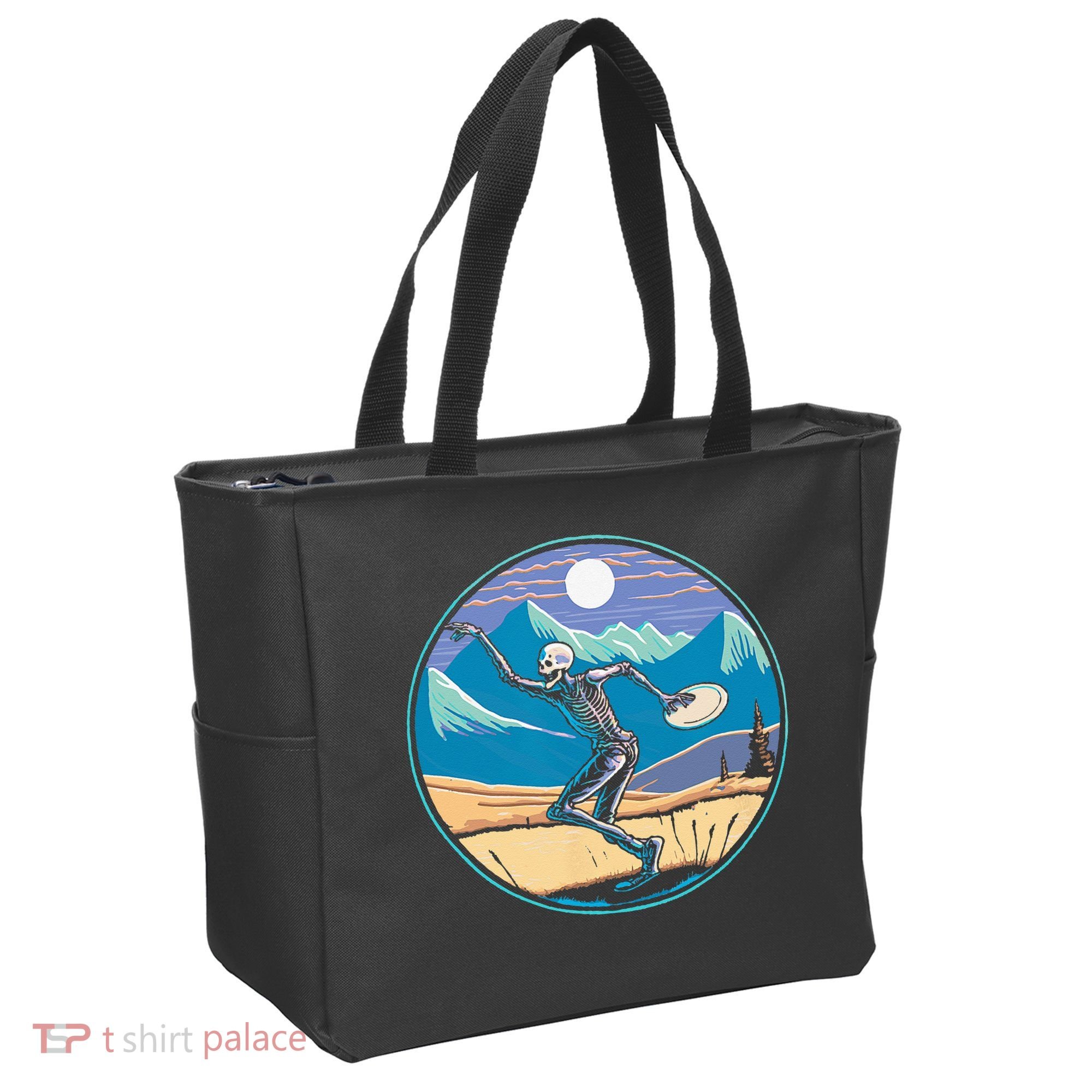 Disc Golf Player Skeleton Disc Golfer Funny Outdoor Nature Tote Bag
