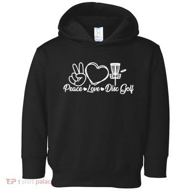 Disc Golfing Peace Love Disc Golf Toddler Hoodie