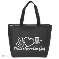 Disc Golfing Peace Love Disc Golf Tote Bag thumb 0