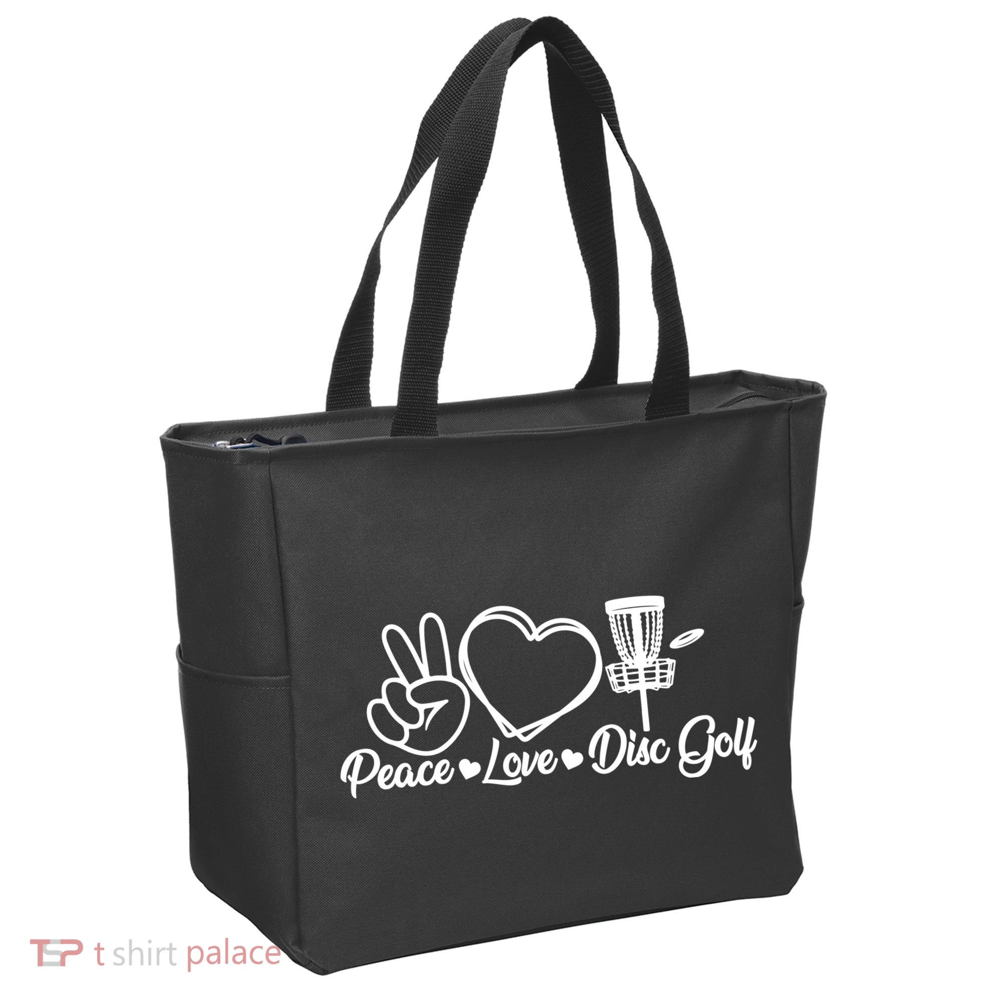 Disc Golfing Peace Love Disc Golf Tote Bag
