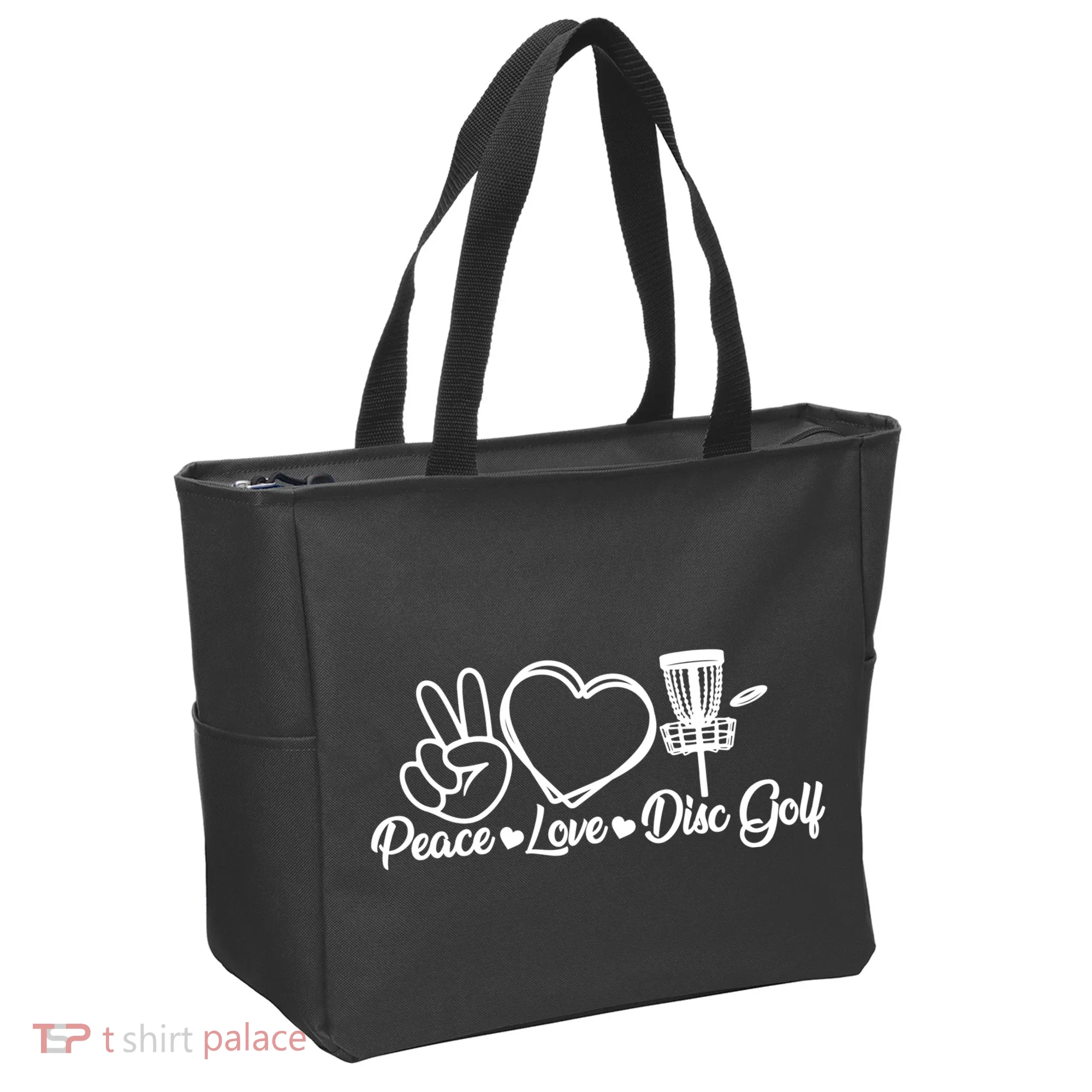 Disc Golfing Peace Love Disc Golf Tote Bag