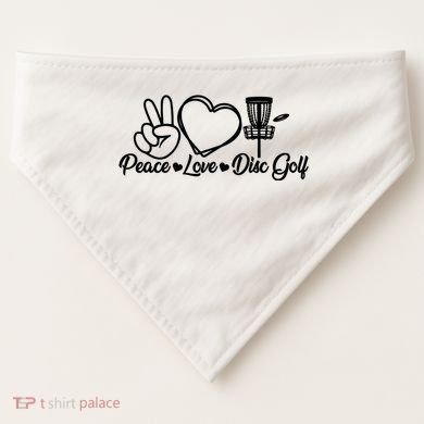 Disc Golfing Peace Love Disc Golf USA-Made Doggie Bandana