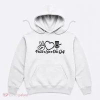 Disc Golfing Peace Love Disc Golf Hoodie thumb 0