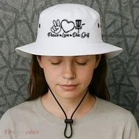 Disc Golfing Peace Love Disc Golf Bucket Hat thumb 3