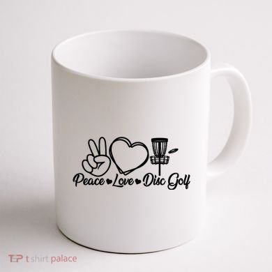 Disc Golfing Peace Love Disc Golf Coffee Mug back