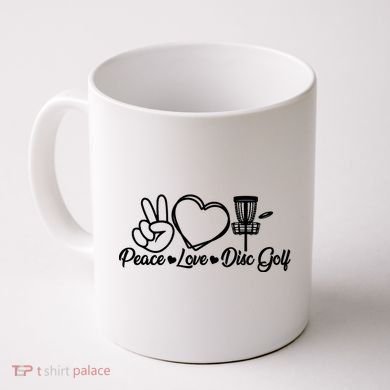 Disc Golfing Peace Love Disc Golf Coffee Mug