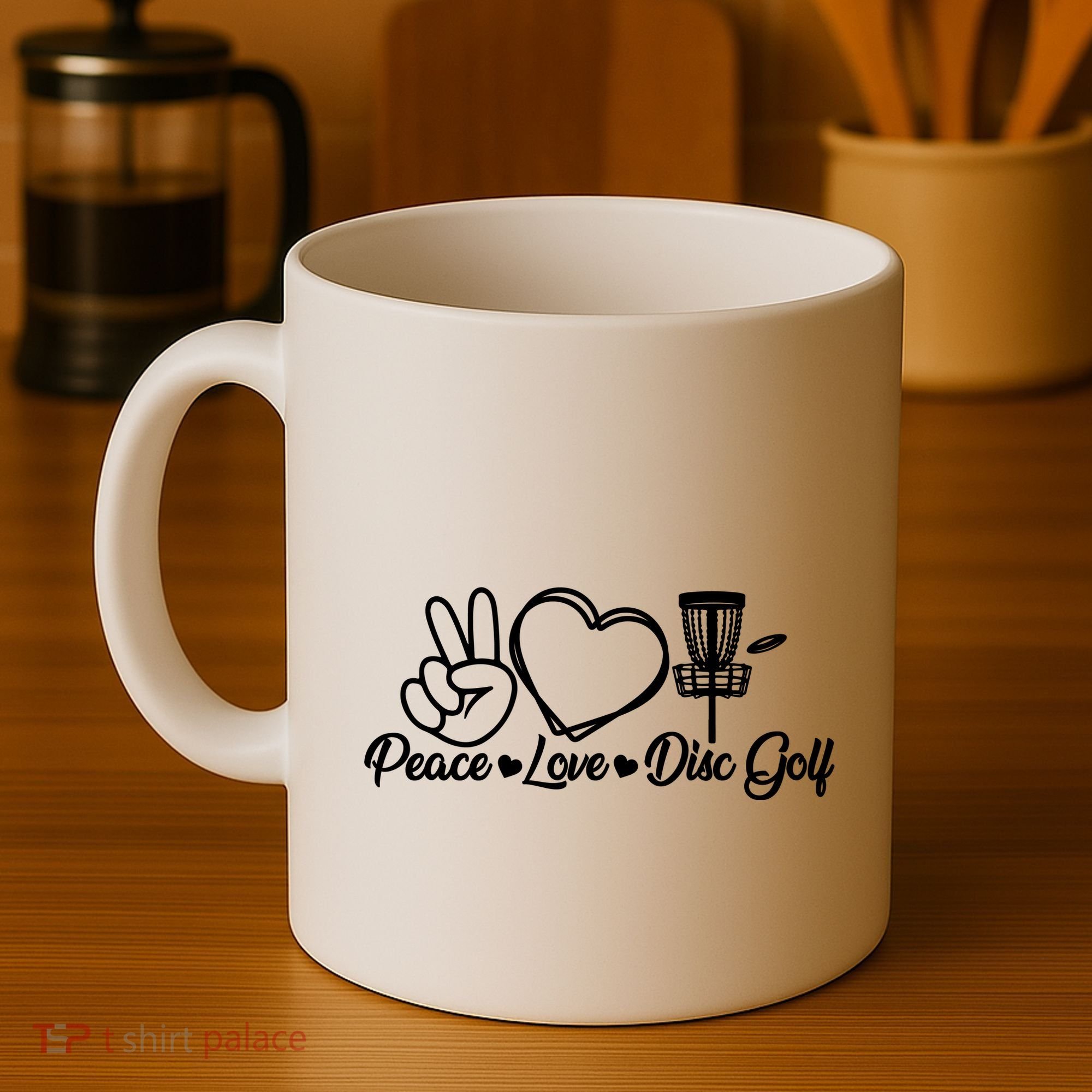 Disc Golfing Peace Love Disc Golf Coffee Mug