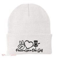 Disc Golfing Peace Love Disc Golf Beanie thumb 0