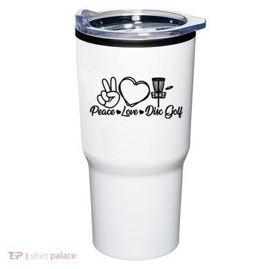Disc Golfing Peace Love Disc Golf Tumbler