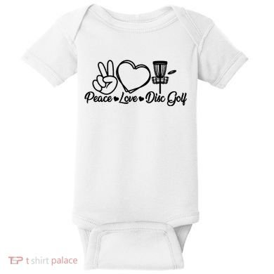 Disc Golfing Peace Love Disc Golf Baby Bodysuit