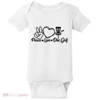 Disc Golfing Peace Love Disc Golf Baby Bodysuit thumb 0