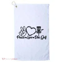 Disc Golfing Peace Love Disc Golf Golf Towel thumb 0