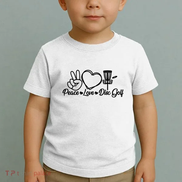 Disc Golfing Peace Love Disc Golf Toddler T-Shirt