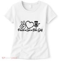 Disc Golfing Peace Love Disc Golf Women's T-Shirt thumb 0