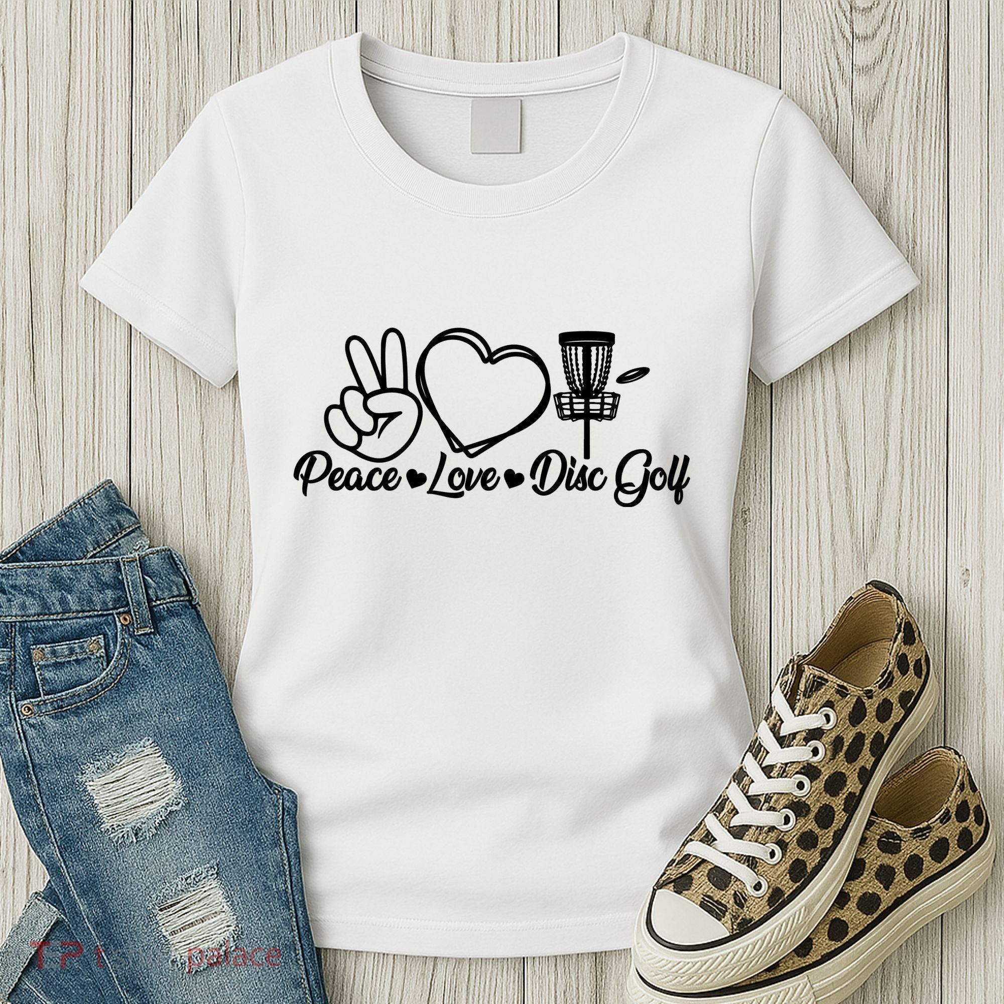 Disc Golfing Peace Love Disc Golf Women's T-Shirt