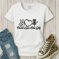 Disc Golfing Peace Love Disc Golf Women's T-Shirt thumb 3