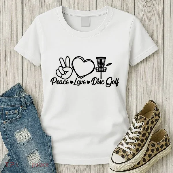 Disc Golfing Peace Love Disc Golf Women's T-Shirt