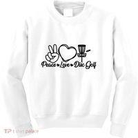Disc Golfing Peace Love Disc Golf Kids Sweatshirt thumb 0